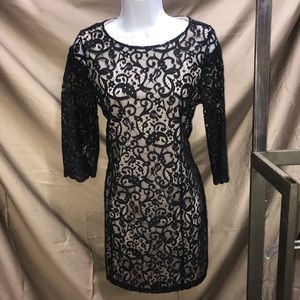 H&M black lace dress with nude underlay